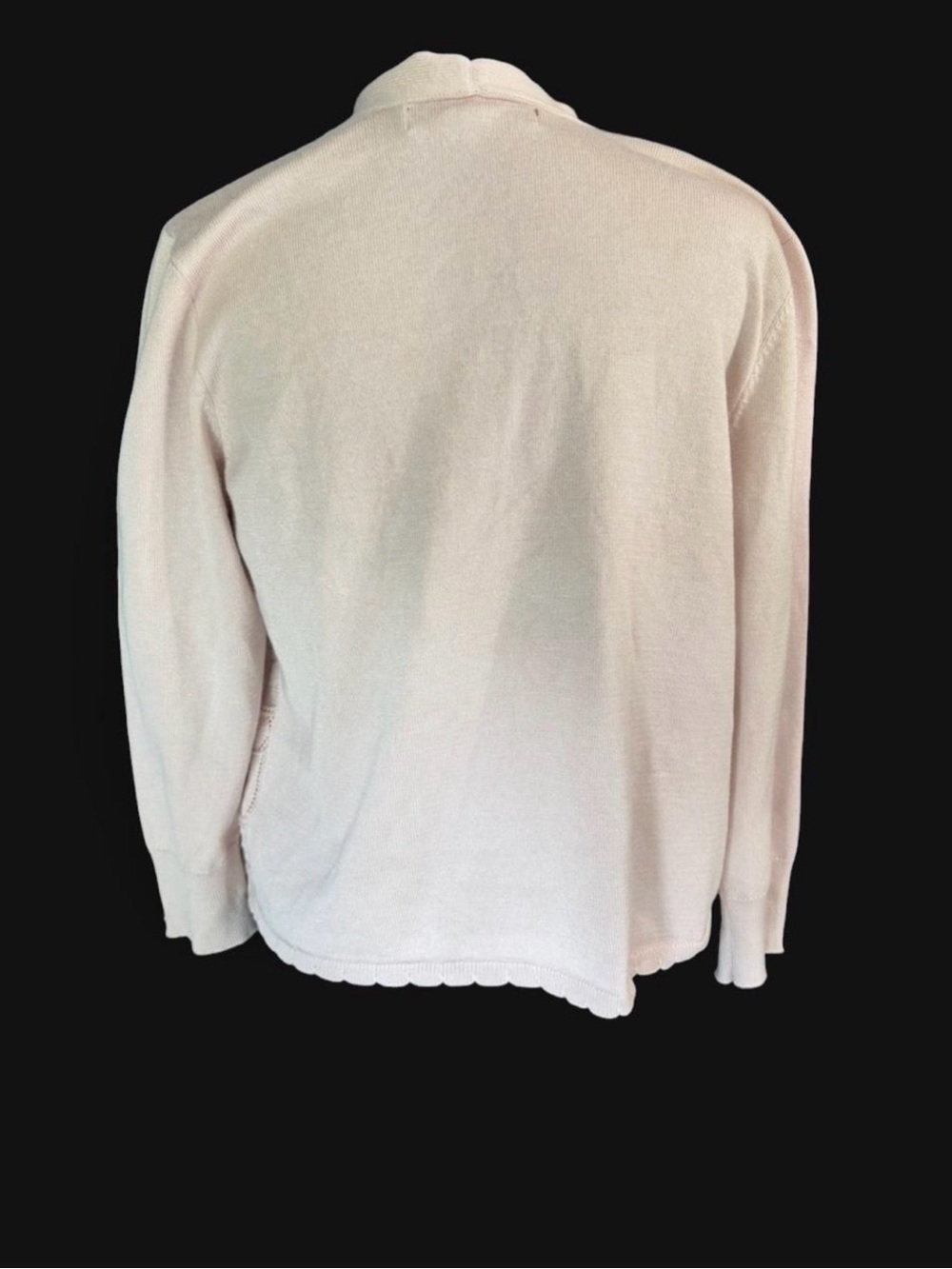 Love Scarlett Ivory Open Front Pointelle Knit Cardigan Sweater Size Medium - Picture 5 of 6